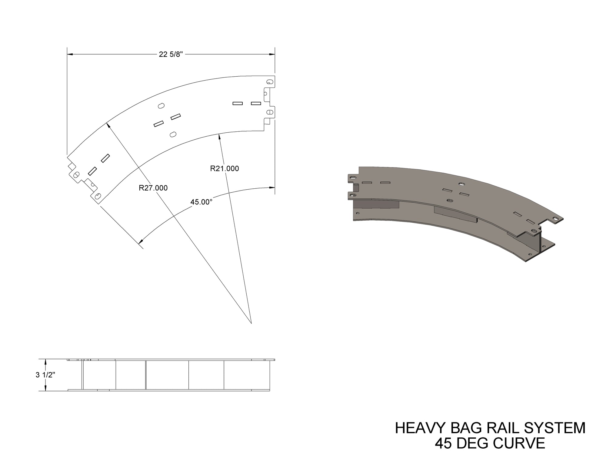 Heavy Bag Rail System - 45 deg Curve