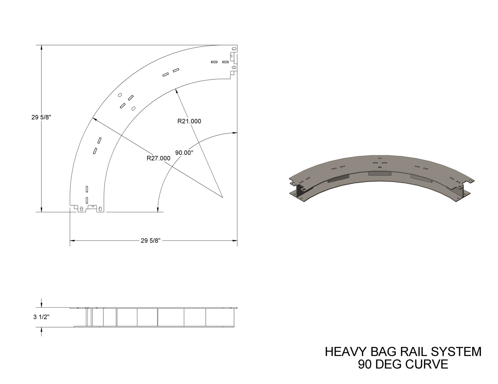 Heavy Bag Rail System - 90 deg Curve